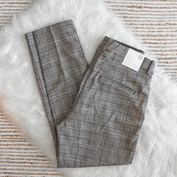H&M Pants - NWT H&M Women’s Size 14 Gray Beige Plaid Slacks Dress Pants Trousers Career